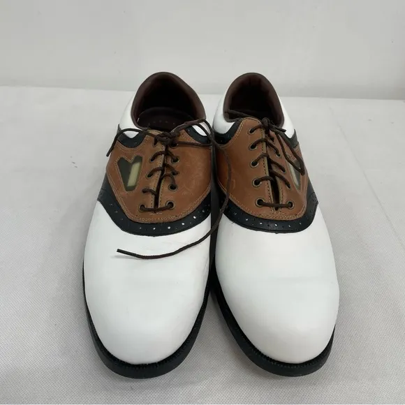 Footjoy DryJoys  Golf Shoes - White/brown/black Leather  10.5M #59774