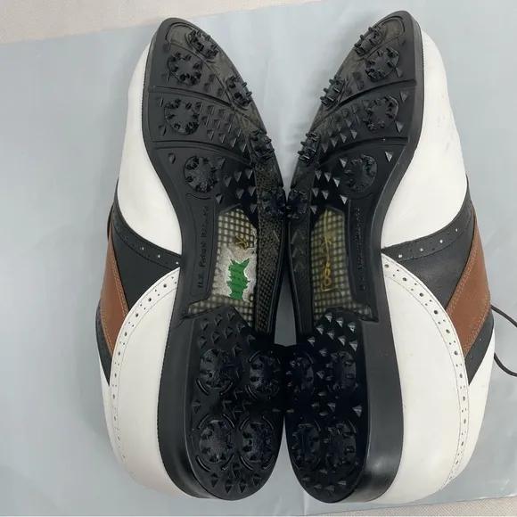 Footjoy DryJoys  Golf Shoes - White/brown/black Leather  10.5M #59774