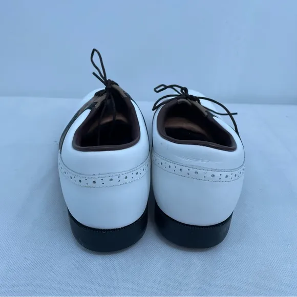 Footjoy DryJoys  Golf Shoes - White/brown/black Leather  10.5M #59774