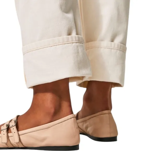 FP Free People Leather Ballet Flats | Gemini | Nude