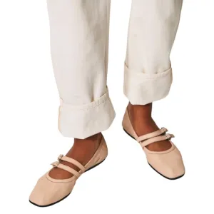 FP Free People Leather Ballet Flats | Gemini | Nude