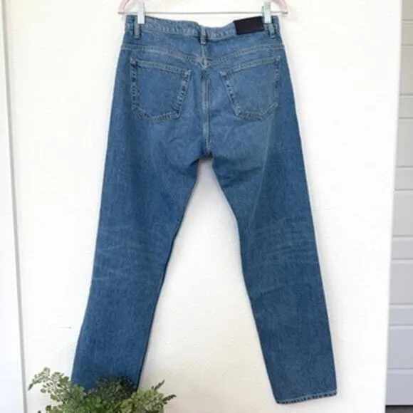FRAME Le High Straight Jeans Patchwork Denim Blue Washed Modern Size 30