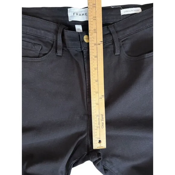 Frame Le Skinny De Jeanne Black Denim Jeans Women's Sz 32 Style COL403 Film Noir
