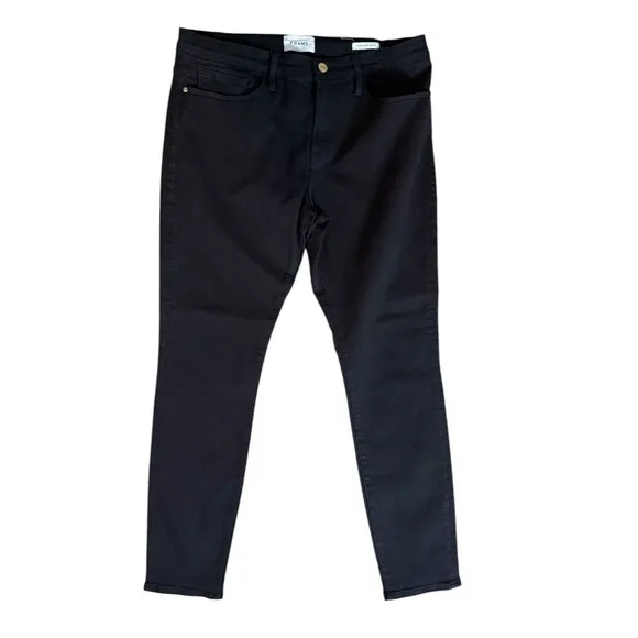 Frame Le Skinny De Jeanne Black Denim Jeans Women's Sz 32 Style COL403 Film Noir