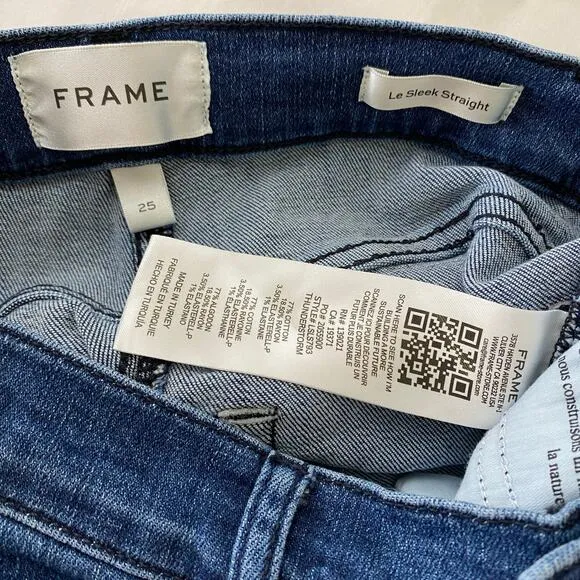 FRAME Le Sleek Straight Size 25 Thunderstorm Blue Jeans Denim Business Casual