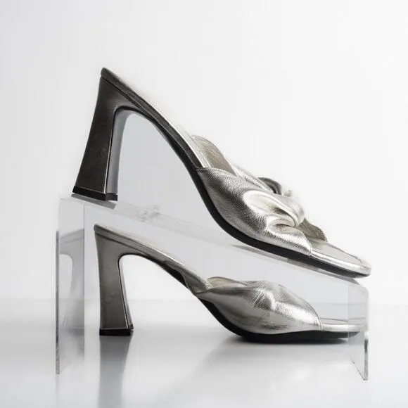 Frame Womens Le Carver Knotted Metallic Leather Mules Sandals US 9.5 EU 40.5