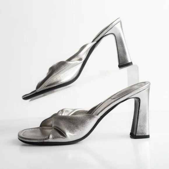 Frame Womens Le Carver Knotted Metallic Leather Mules Sandals US 9.5 EU 40.5