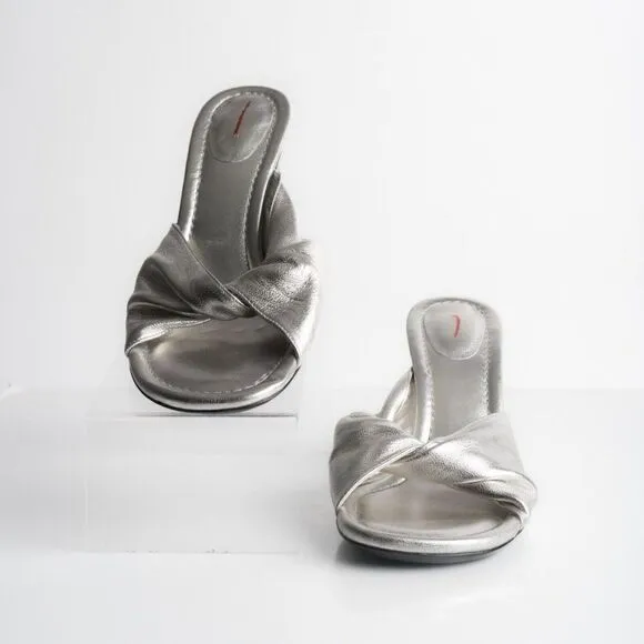 Frame Womens Le Carver Knotted Metallic Leather Mules Sandals US 9.5 EU 40.5