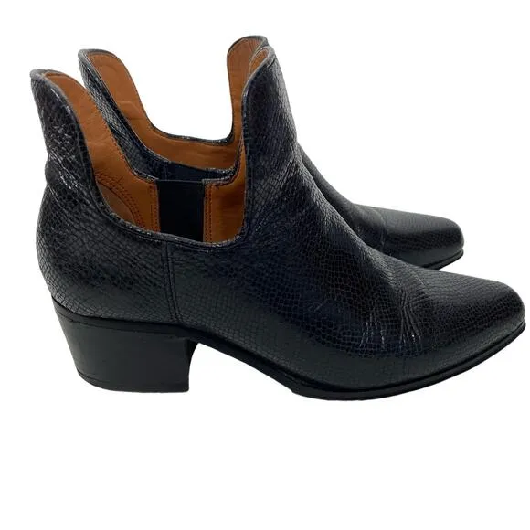Franco Sarto Ashbury Boots Ankle Snake Embossed Leather Womens Size 6.5M Black