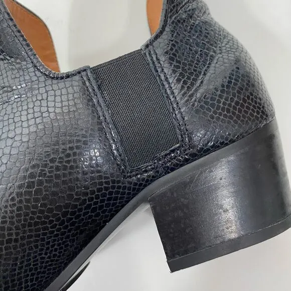 Franco Sarto Ashbury Boots Ankle Snake Embossed Leather Womens Size 6.5M Black