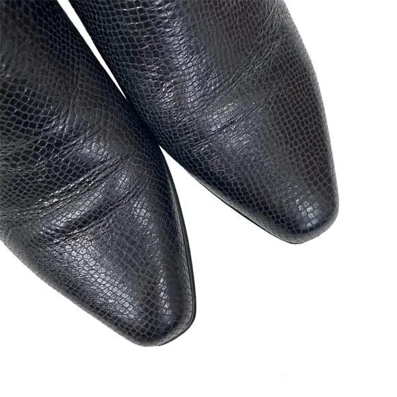 Franco Sarto Ashbury Boots Ankle Snake Embossed Leather Womens Size 6.5M Black