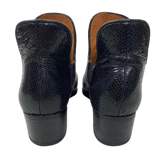 Franco Sarto Ashbury Boots Ankle Snake Embossed Leather Womens Size 6.5M Black