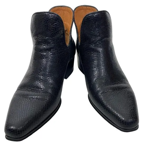 Franco Sarto Ashbury Boots Ankle Snake Embossed Leather Womens Size 6.5M Black