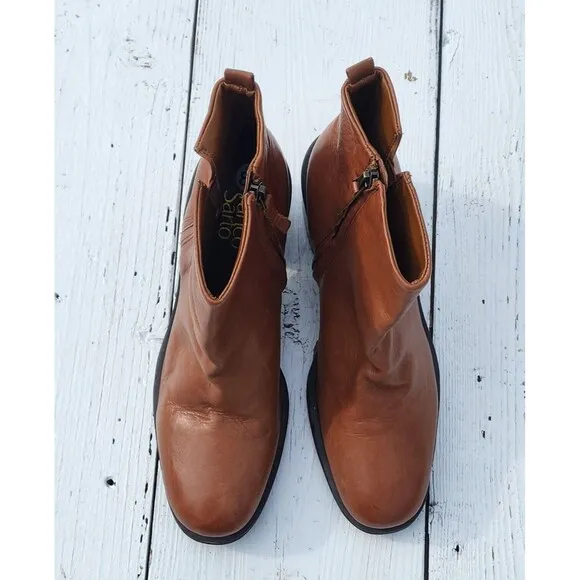 Franco Sarto Kessa Women Brown Leather Hard Finised Distressed Boots US 8.5 / 39