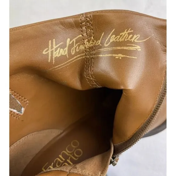 Franco Sarto Kessa Women Brown Leather Hard Finised Distressed Boots US 8.5 / 39