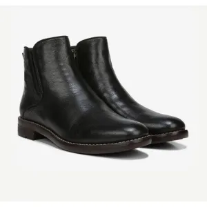 Franco Sarto Marcus Boot Womens Sz 9.5 Black Leather Flat Ankle Bootie Zipper