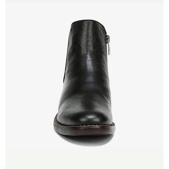 Franco Sarto Marcus Boot Womens Sz 9.5 Black Leather Flat Ankle Bootie Zipper