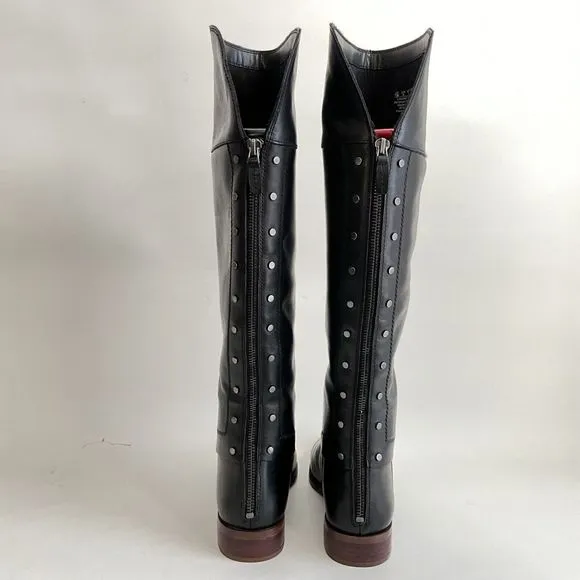 Franco Sarto Shoes Women Size 7M Black Roxanna Studded Back Riding Boot