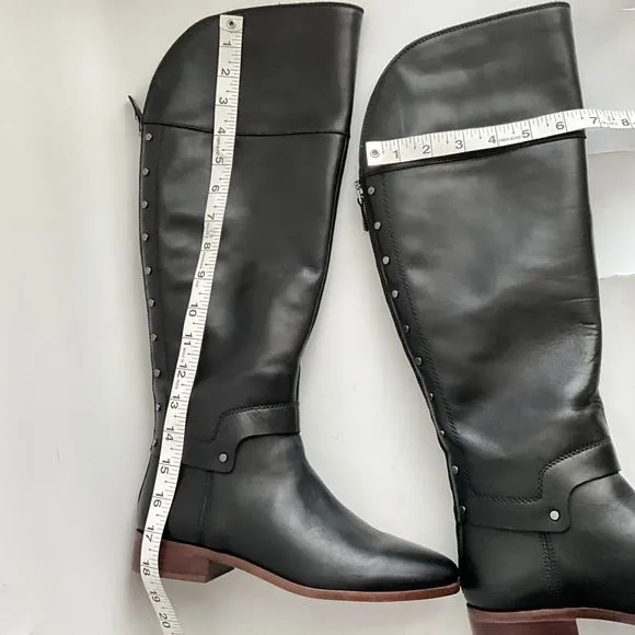Franco Sarto Shoes Women Size 7M Black Roxanna Studded Back Riding Boot