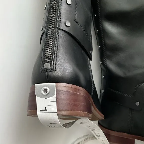 Franco Sarto Shoes Women Size 7M Black Roxanna Studded Back Riding Boot