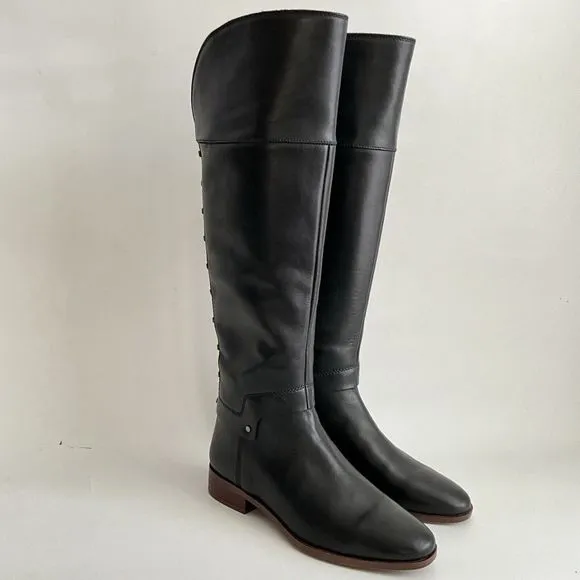 Franco Sarto Shoes Women Size 7M Black Roxanna Studded Back Riding Boot