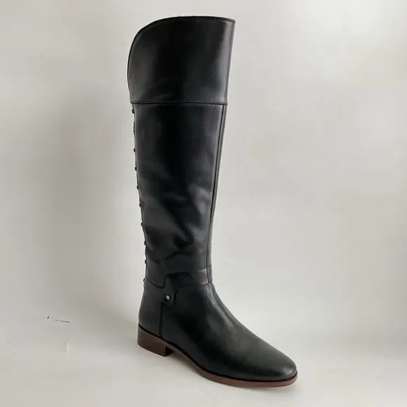 Franco Sarto Shoes Women Size 7M Black Roxanna Studded Back Riding Boot