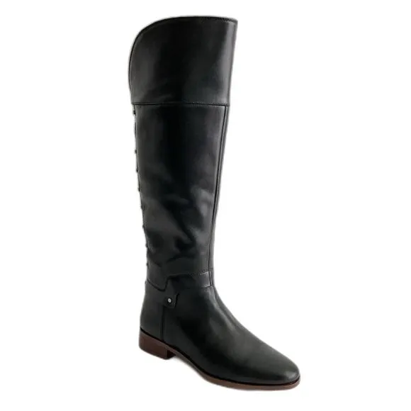 Franco Sarto Shoes Women Size 7M Black Roxanna Studded Back Riding Boot