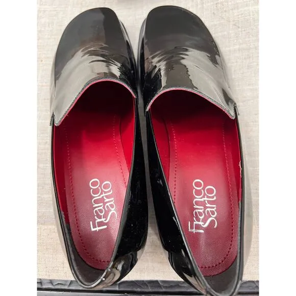 Franco Sarto Sz 7.5 WIDE Patent Leather &quot;Bocca&quot; Sleek Slip On Loafer NEW IN BOX!