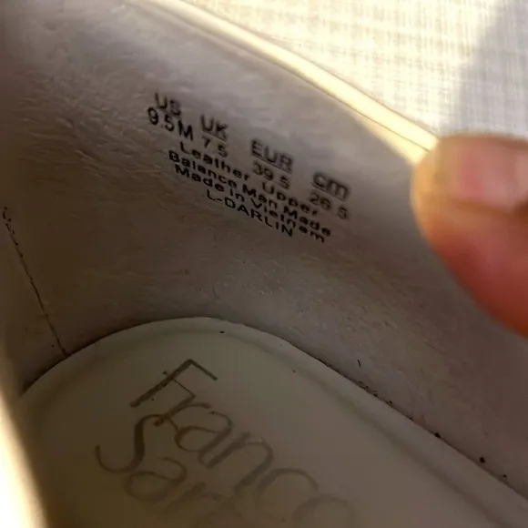 Franco Sarto white leather, darlin lilac flats