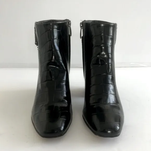 Franco Sarto Women’s Snake Embossed Tenton Bootie Block Heel Shoes Size 6M New