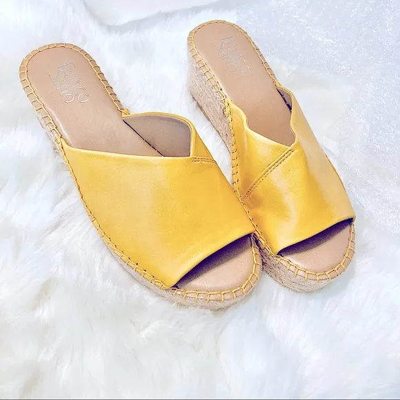 🆕FrancoSarto Yellow Leather Wedge Platform 👡