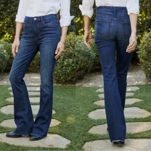 Frank &amp; Eileen Flannigan Flare Jeans High Rise Italian Denim Size 31 NEW Boho