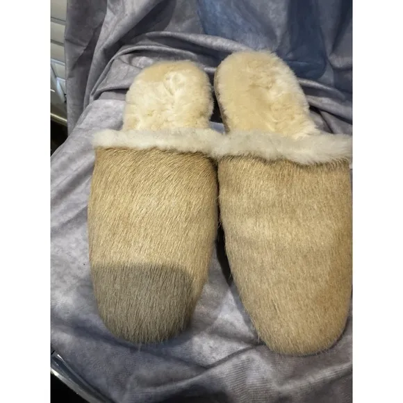 Freda Salvador  Suede Shearling-Lined Moccasins Suede Slippers Slides (S)