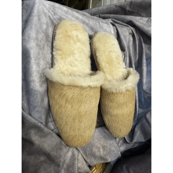 Freda Salvador  Suede Shearling-Lined Moccasins Suede Slippers Slides (S)