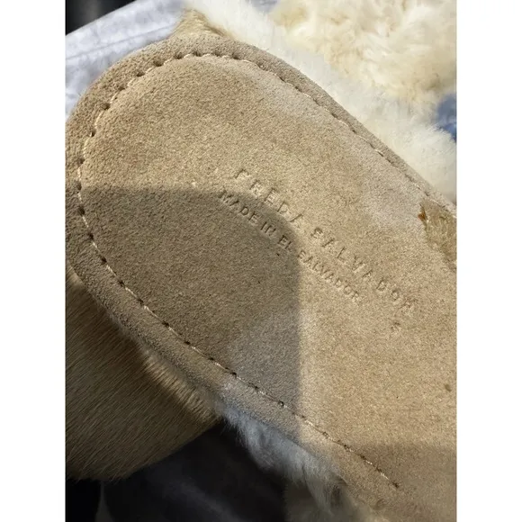 Freda Salvador  Suede Shearling-Lined Moccasins Suede Slippers Slides (S)