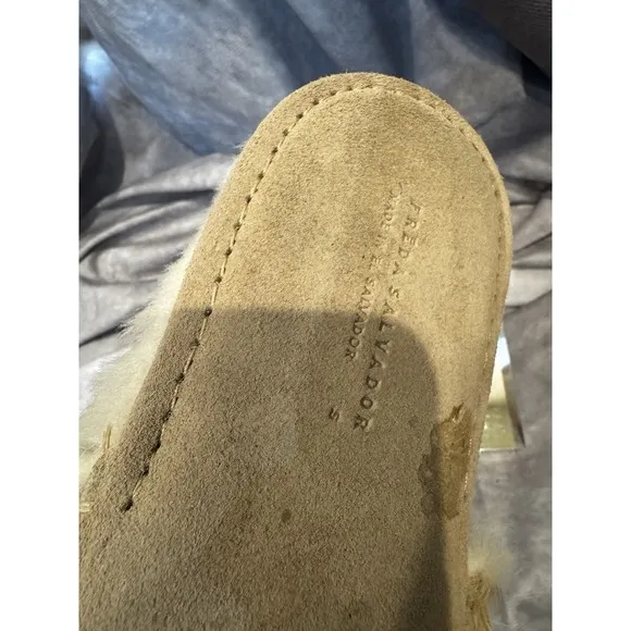 Freda Salvador  Suede Shearling-Lined Moccasins Suede Slippers Slides (S)