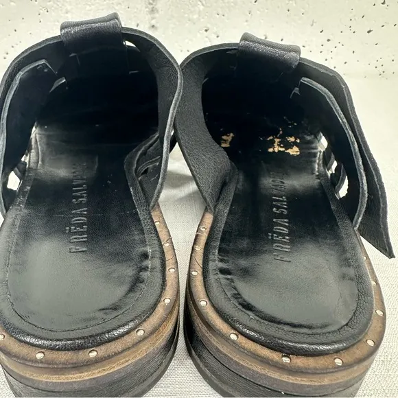 Freda Salvador Women’s size 7 Black Studded Leather Mules Flats