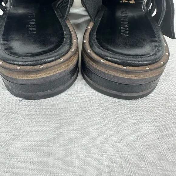 Freda Salvador Women’s size 7 Black Studded Leather Mules Flats