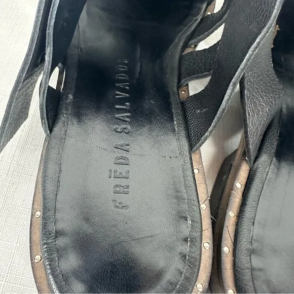 Freda Salvador Women’s size 7 Black Studded Leather Mules Flats