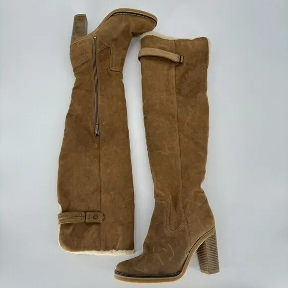 Free People Boots Above Knee Sherpa Lined Heeled Vegan Blake Women’s Size 38/7.5