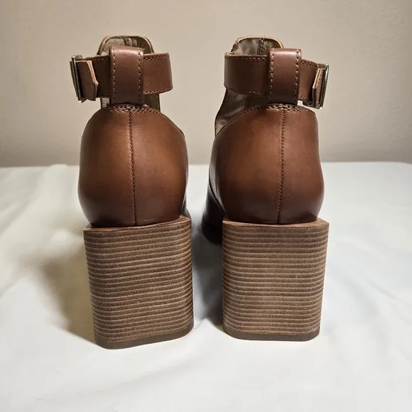 Free People Brady Buckle Boots in Cognac Brown Leather EU 39/US 8.5