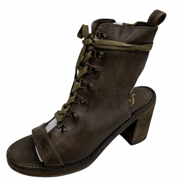 Free People Brown City of Lights Block Heel Lace Up Sandal Boots  EU 40