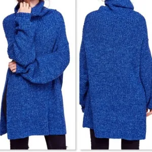 Free People Eleven Turtleneck Longline Knit Sweater Size Small‎ Oversized