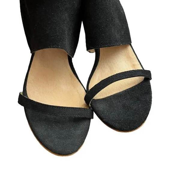 Free People Glorietta Rainbow Espadrille Wedge Suede Sandals Black Y2K Size 6