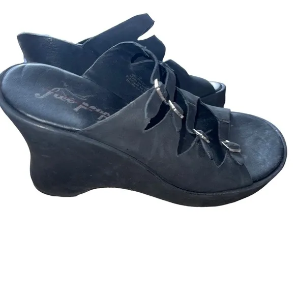 Free People Huffman Buckle Wedge Heels black size US 10 EU 41