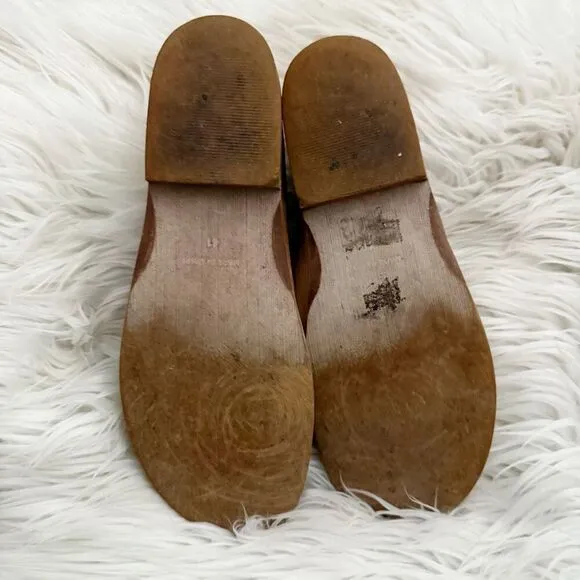 FREE PEOPLE | Mont Blanc Sandals Tan Flats Asymmetrical D'Orsay | Size 41, 10