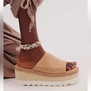 Free People Santorini Platform sandals wedges shoes slides suede Sz 10