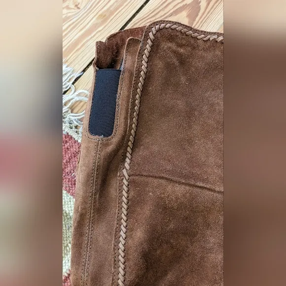 Free people suede knee Flat boots Braided Detail Sz40
