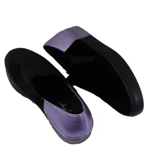 Free People Varsity Black Calf Hair Purple Leather Platform Slip On Loafer Shoe
