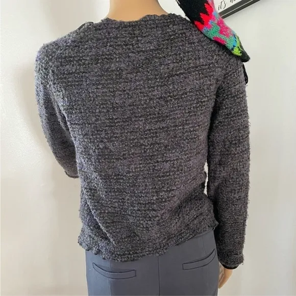 FREE People vintage blue grey Sherpa cardigan sweater jacket small